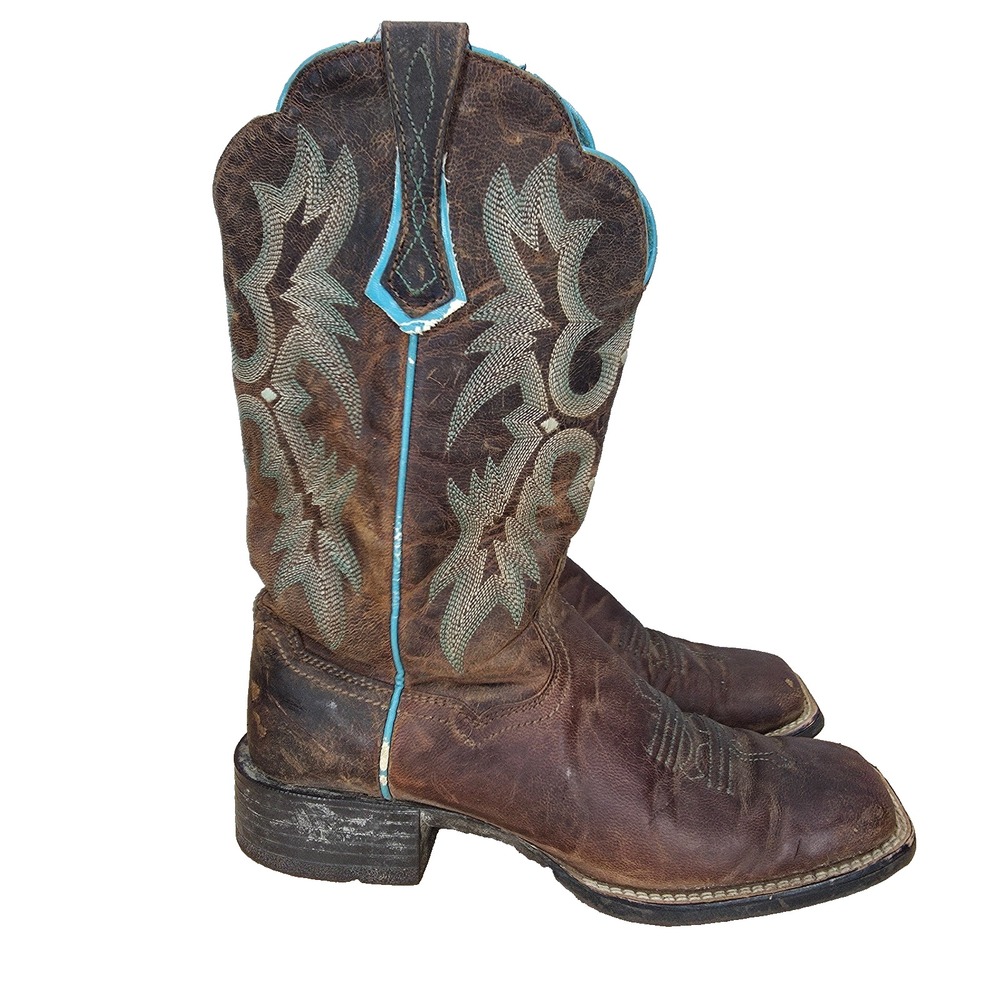 Ariat Tombstone Western Boots Womens 6.5 B Brown Leather Cowgirl Roper Pull On